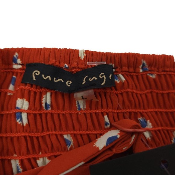 Pure Sugar Sundress Womens Size L Spaghetti Straps Red Blue Floral Dress NEW - Picture 10 of 11